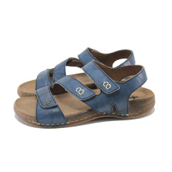 Сини дамски сандали, естествена кожа - ежедневни обувки за лятото N 100024308