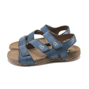 Сини дамски сандали, естествена кожа - ежедневни обувки за лятото N 100024308