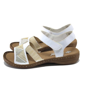 Бели дамски сандали, здрава еко-кожа - ежедневни обувки за лятото N 100024309