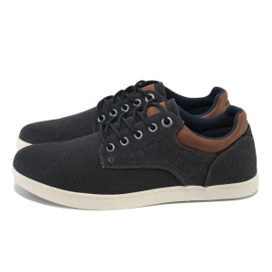 Черни мъжки маратонки, текстилна материя - ежедневни обувки за пролетта и лятото N 100024316