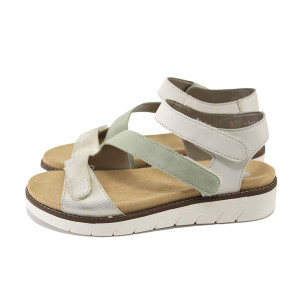 Бежови анатомични дамски сандали, естествена кожа - ежедневни обувки за лятото N 100024405