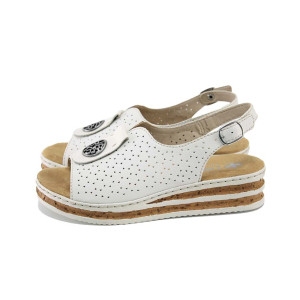 Бели дамски сандали, естествена кожа - ежедневни обувки за лятото N 100024409