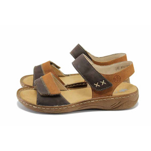 Кафяви дамски сандали, здрава еко-кожа - ежедневни обувки за лятото N 100024420