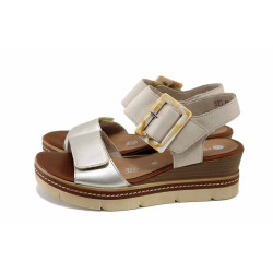 Бежови дамски сандали, естествена кожа - всекидневни обувки за лятото N 100024421