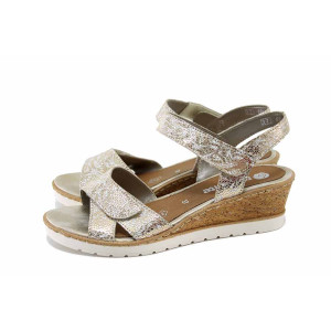 Жълти дамски сандали, естествена кожа - всекидневни обувки за лятото N 100024432