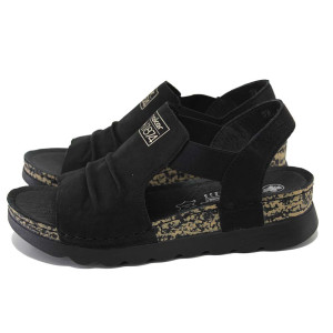 Черни дамски сандали, естествена кожа - всекидневни обувки за лятото N 100024453