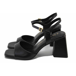 Черни анатомични дамски сандали, здрава еко-кожа - официални обувки за лятото N 100024456