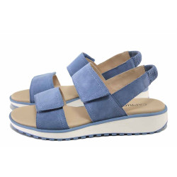 Светлосини дамски сандали, естествен велур - ежедневни обувки за лятото N 100024464