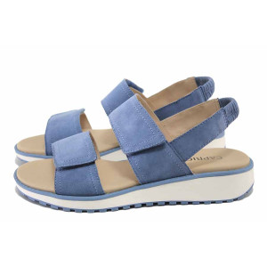 Светлосини дамски сандали, естествен велур - ежедневни обувки за лятото N 100024464