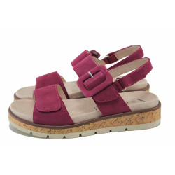 Розови дамски сандали, естествен велур - ежедневни обувки за лятото N 100024465