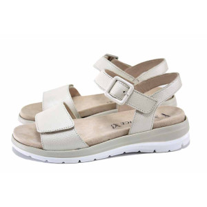 Бежови дамски сандали, естествена кожа - ежедневни обувки за лятото N 100024466