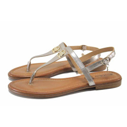 Кафяви дамски сандали, естествена кожа - ежедневни обувки за лятото N 100024468