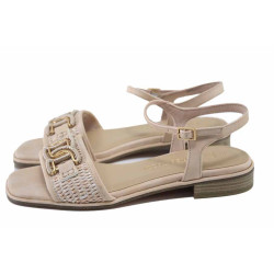 Розови дамски сандали, здрава еко-кожа - ежедневни обувки за лятото N 100024469