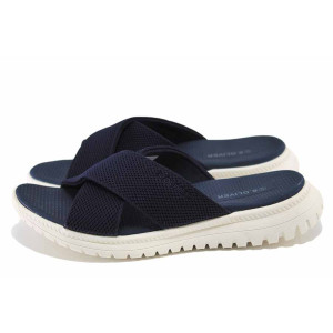 Тъмносини дамски чехли, текстилна материя - ежедневни обувки за лятото N 100024472