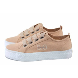 Оранжеви анатомични дамски кецове, текстилна материя - ежедневни обувки за пролетта и лятото N 100024475