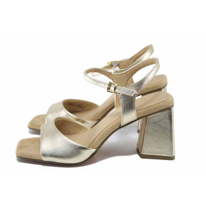 Бежови анатомични дамски сандали, здрава еко-кожа - елегантни обувки за лятото N 100024479