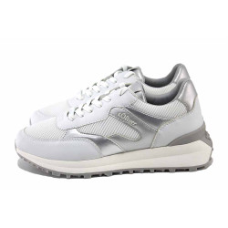 Бели анатомични дамски маратонки, текстилна материя - ежедневни обувки за пролетта и лятото N 100024480