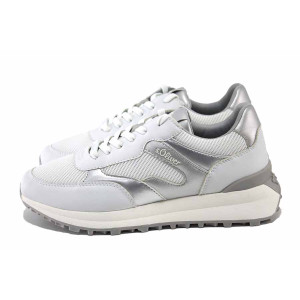 Бели анатомични дамски маратонки, текстилна материя - ежедневни обувки за пролетта и лятото N 100024480