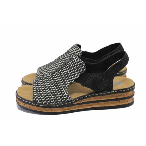Черни дамски сандали, текстилна материя - ежедневни обувки за лятото N 100024481