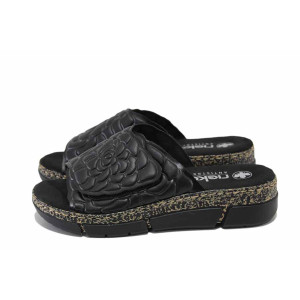 Черни дамски чехли, здрава еко-кожа - ежедневни обувки за лятото N 100024482