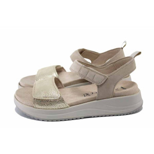 Бежови дамски сандали, естествена кожа - ежедневни обувки за лятото N 100024483