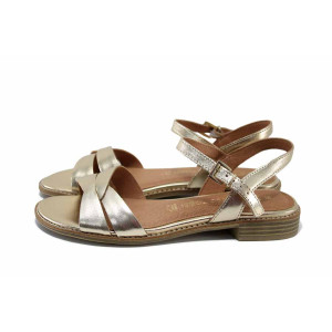 Жълти анатомични дамски сандали, естествена кожа - всекидневни обувки за лятото N 100024488