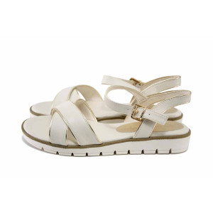 Светлобежови анатомични дамски сандали, здрава еко-кожа - всекидневни обувки за лятото N 100024492