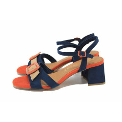 Тъмносини анатомични дамски сандали, качествен еко-велур - всекидневни обувки за лятото N 100024509