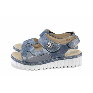 Сини дамски сандали, здрава еко-кожа - ежедневни обувки за лятото N 100024514