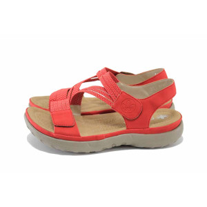 Червени дамски сандали, здрава еко-кожа - всекидневни обувки за лятото N 100024518