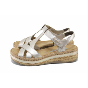 Бежови дамски сандали, естествена кожа - всекидневни обувки за лятото N 100024520