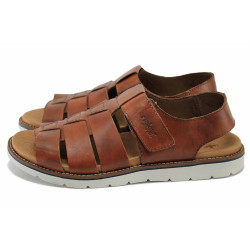 Кафяви мъжки сандали, естествена кожа - всекидневни обувки за лятото N 100024524
