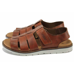 Кафяви мъжки сандали, естествена кожа - всекидневни обувки за лятото N 100024524