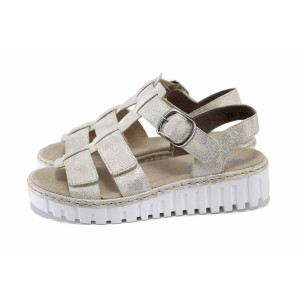 Бежови дамски сандали, здрава еко-кожа - всекидневни обувки за лятото N 100024549