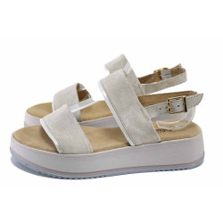 Бежови анатомични дамски сандали, естествена кожа - всекидневни обувки за лятото N 100024568