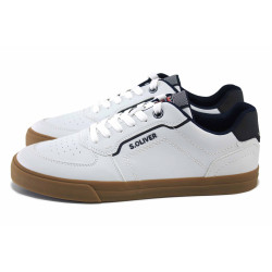 Бели мъжки анатомични спортни обувки, здрава еко-кожа - спортни кецове за пролетта и лятото N 100024585