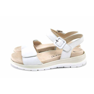 Бели дамски сандали, естествена кожа - всекидневни обувки за лятото N 100024596