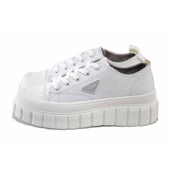 Бели анатомични дамски кецове, здрава еко-кожа - спортни обувки за есента и зимата N 100024598