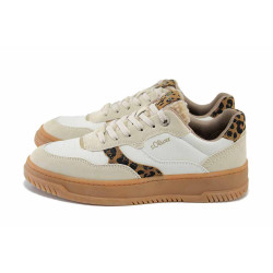 Бежови анатомични дамски кецове, здрава еко-кожа - спортни обувки за есента и зимата N 100024601