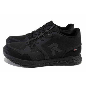 Черни мъжки анатомични маратонки, текстилна материя - всекидневни обувки за пролетта и лятото N 100024609