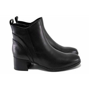 Черни анатомични дамски боти, естествена кожа - всекидневни обувки за есента и зимата N 100024611