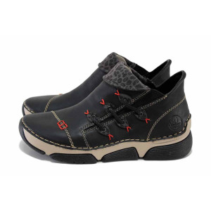 Черни дамски боти, здрава еко-кожа - ежедневни обувки за есента и зимата N 100024617