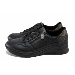 Черни дамски обувки с равна подметка, естествена кожа - ежедневни обувки за есента и зимата N 100024620