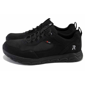 Черни мъжки анатомични маратонки, еко-кожа и текстилна материя - спортни обувки за есента и зимата N 100024622