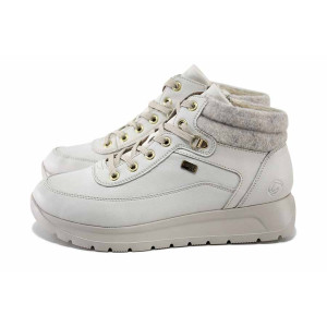 Бели дамски боти, естествена кожа - спортни обувки за есента и зимата N 100024650