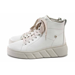 Бели дамски боти, естествена кожа - спортни кецове за есента и зимата N 100024651