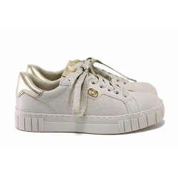 Бежови спортни анатомични дамски обувки, здрава еко-кожа - спортни обувки за есента и зимата N 100024699