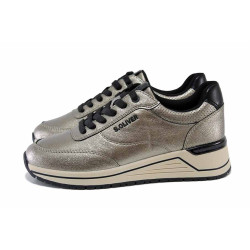 Сиви анатомични дамски маратонки, здрава еко-кожа - спортни обувки за есента и зимата N 100024711