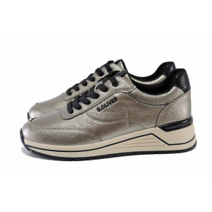 Сиви анатомични дамски маратонки, здрава еко-кожа - спортни обувки за есента и зимата N 100024711