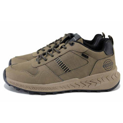 Зелени мъжки анатомични маратонки, здрава еко-кожа - спортни обувки за есента и зимата N 100024718